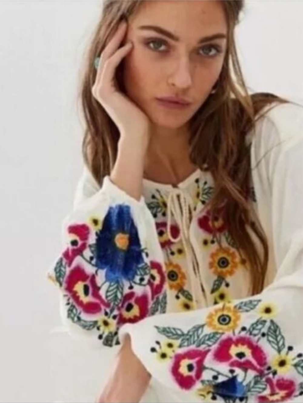 Free People Floral Embrodery Airy Dress